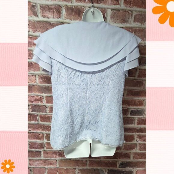 Patra Floral Lace Blazer Jacket | Women’s 13/14 | Light Blue Short Sleeve - Picture 8 of 8